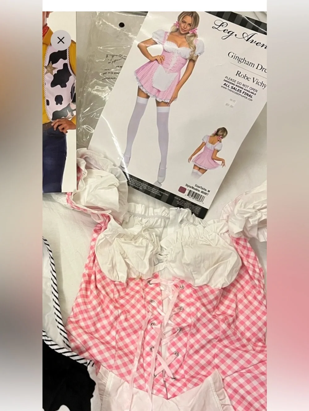 Leg Avenue Pink and White Gingham Corset Party Dress